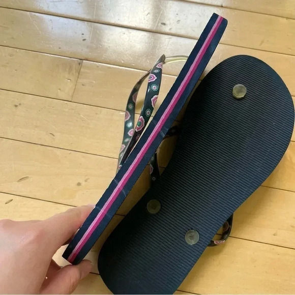 Vera Bradley Multicolor Blue Floral Flip Flops Thong Sandals Large Sz 9-10 - Picture 6 of 8